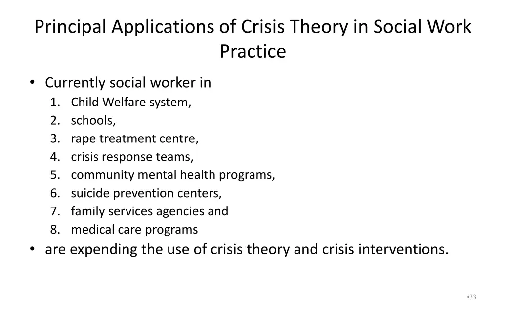 principal applications of crisis theory in social