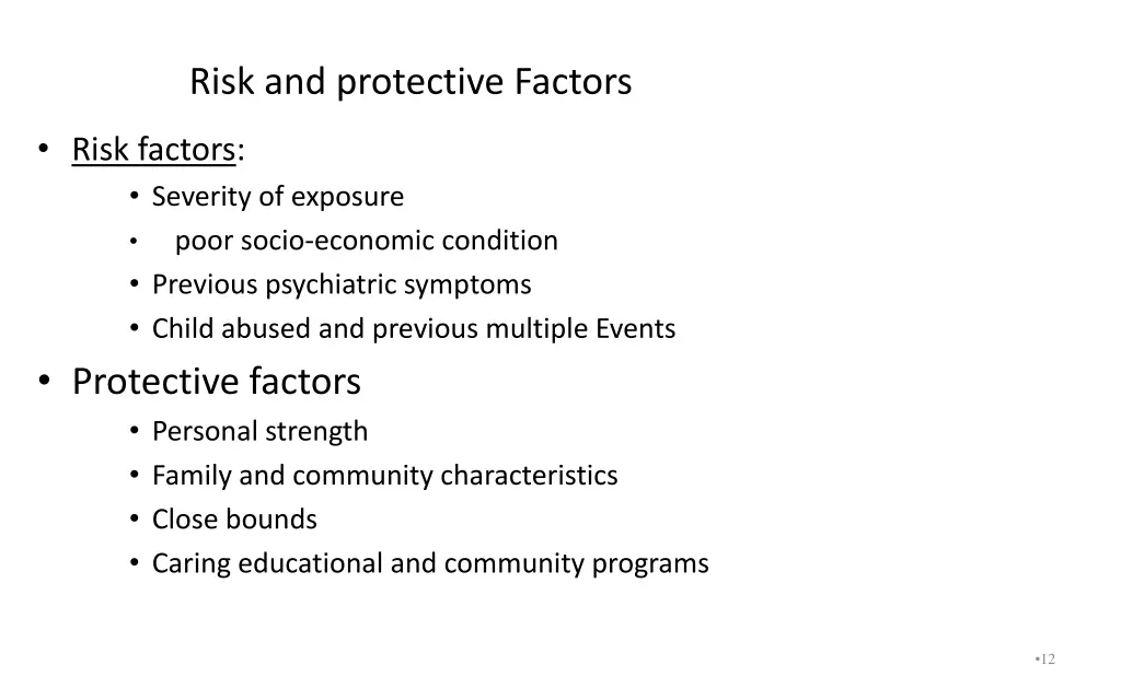 risk and protective factors