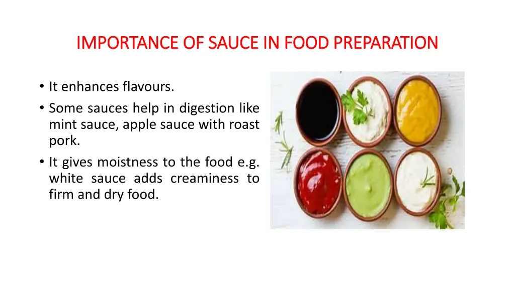 importance of sauce in food preparation