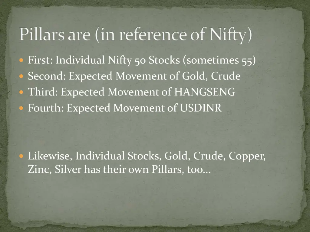 pillars are in reference of nifty