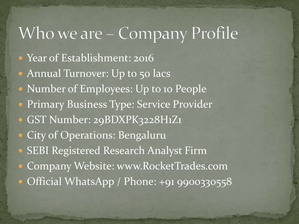 who we are company profile