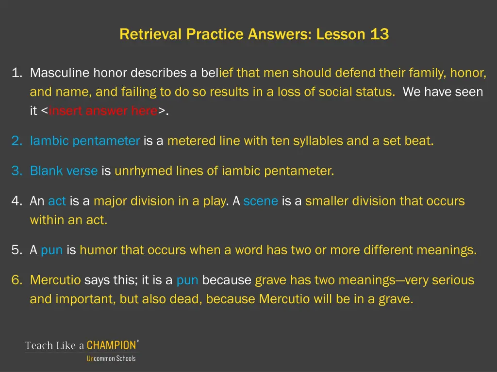 retrieval practice answers lesson 13