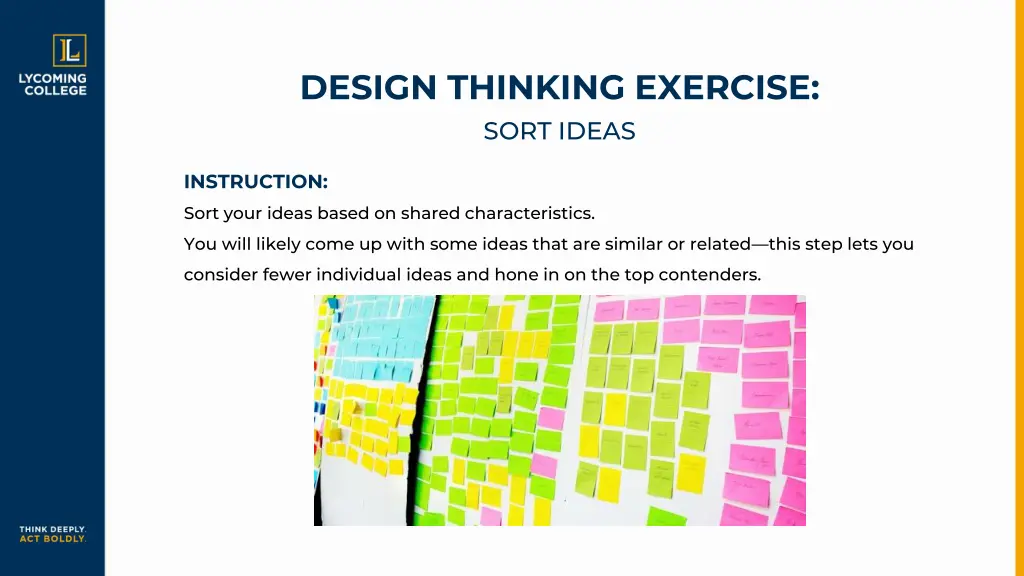 design thinking exercise sort ideas