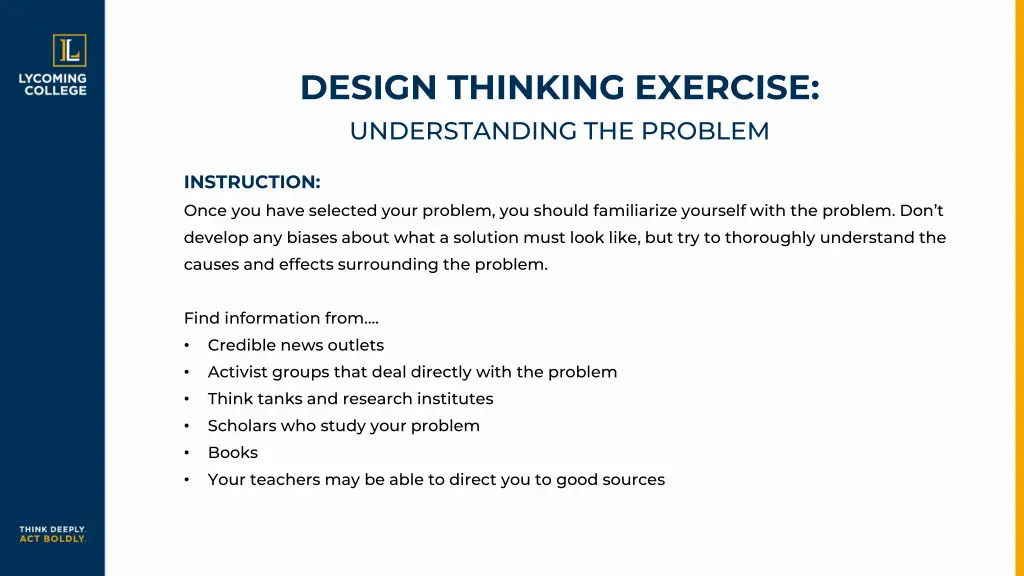 design thinking exercise understanding the problem