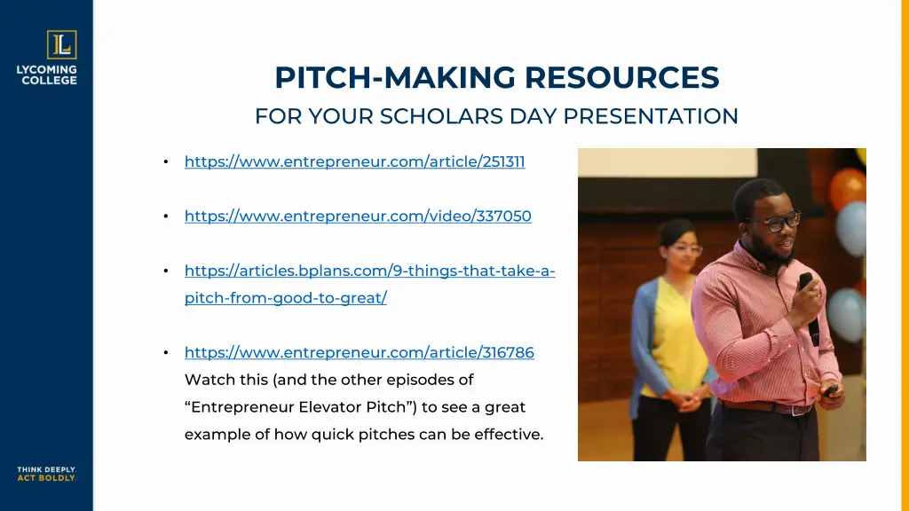 pitch making resources for your scholars