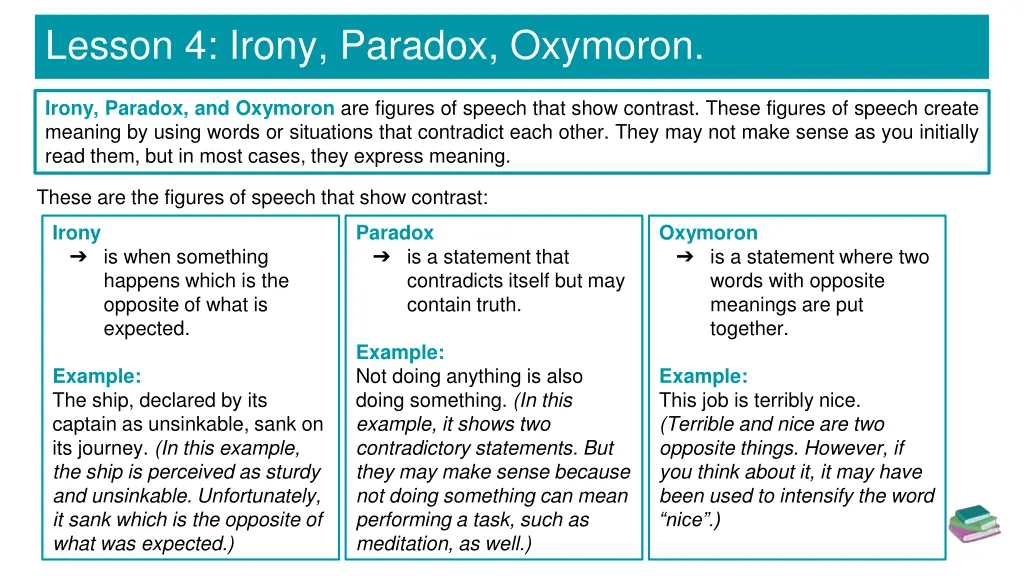 lesson 4 irony paradox oxymoron