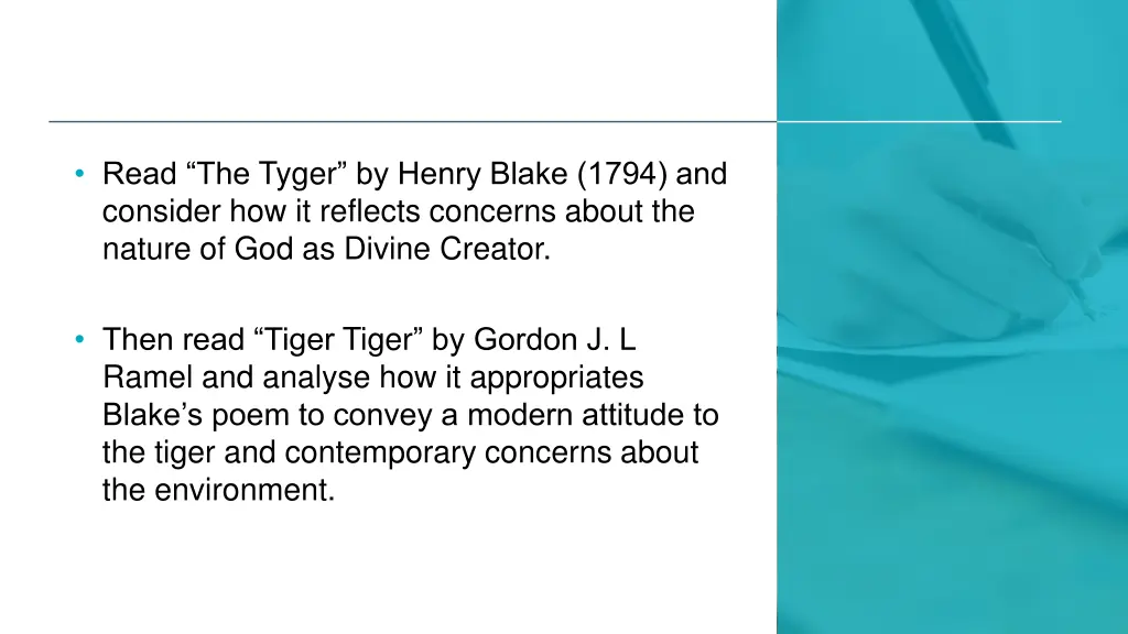 read the tyger by henry blake 1794 and consider