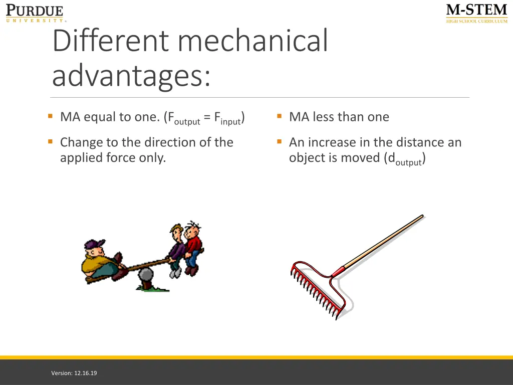 different mechanical advantages