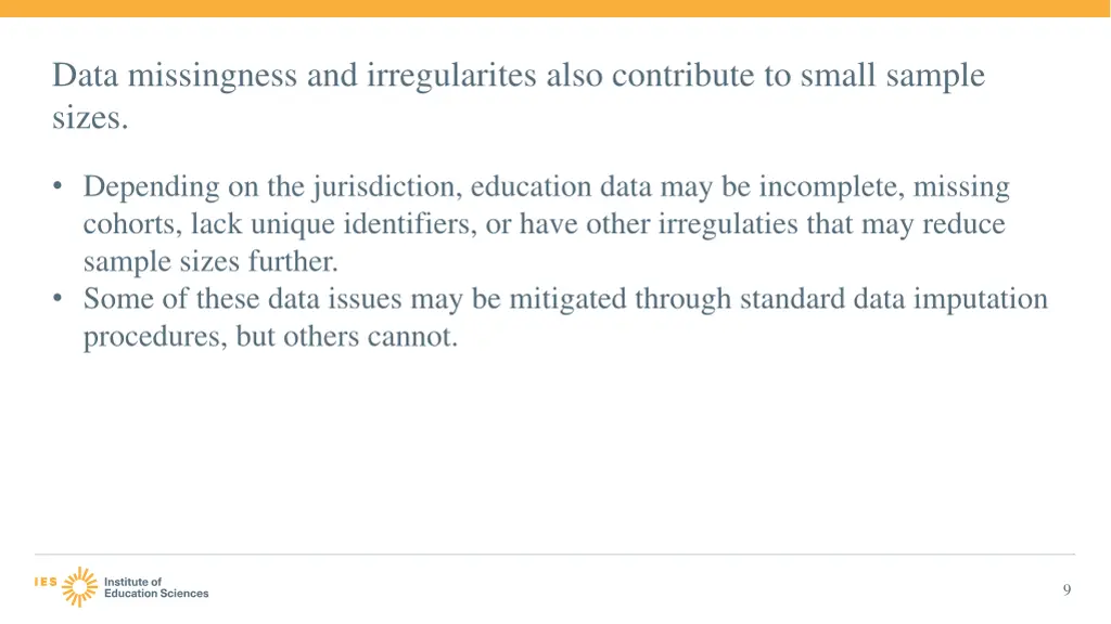 data missingness and irregularites also