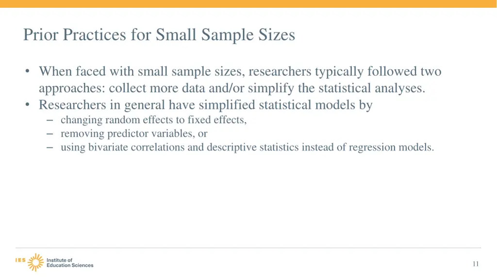 prior practices for small sample sizes