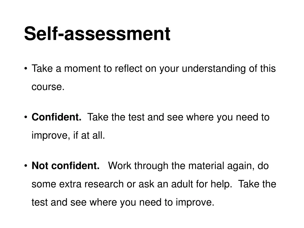 self assessment