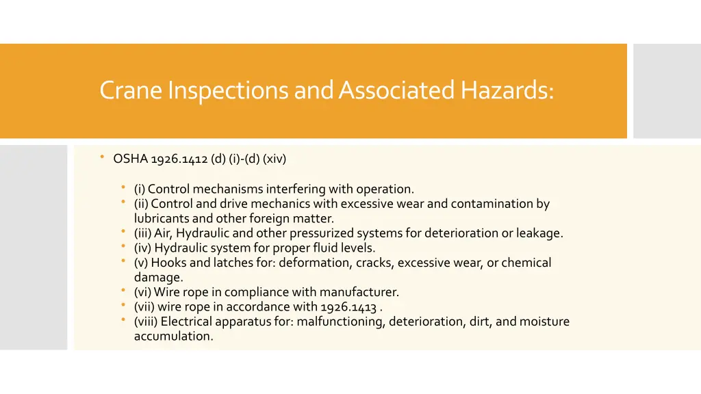 crane inspections and associated hazards