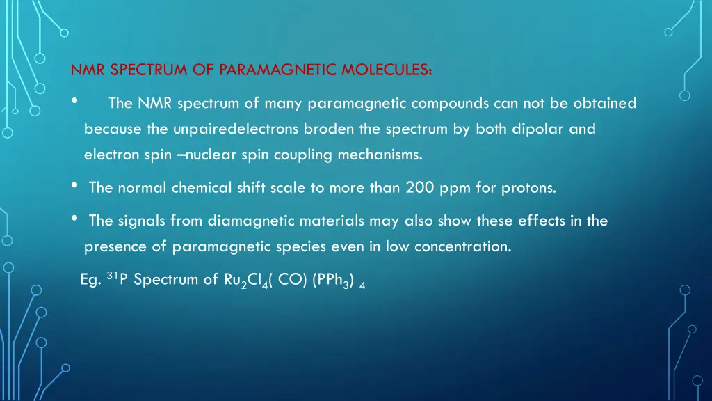 nmr spectrum of paramagnetic molecules