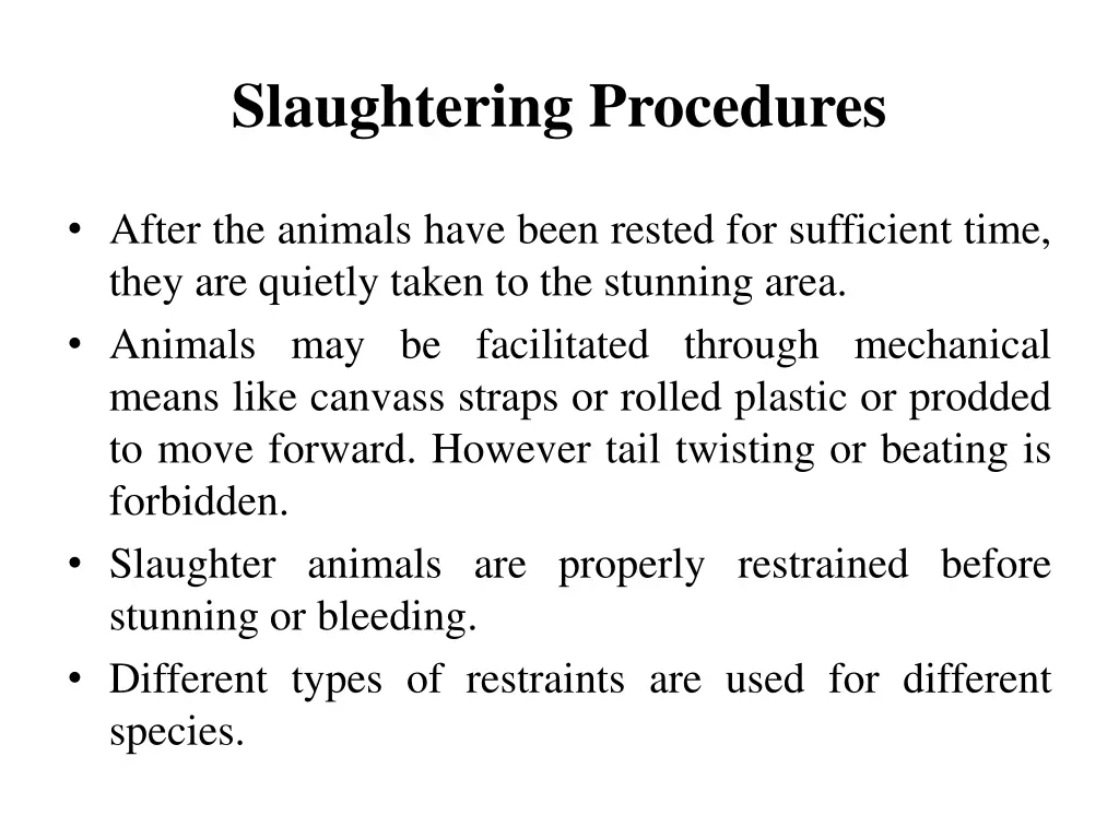 slaughtering procedures