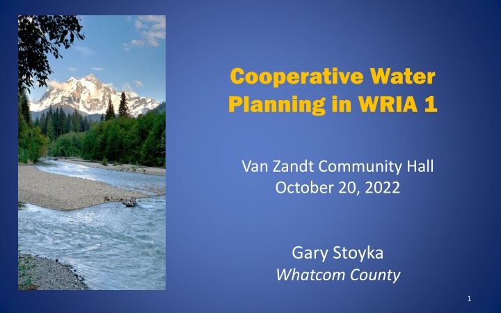 cooperative water planning in wria 1