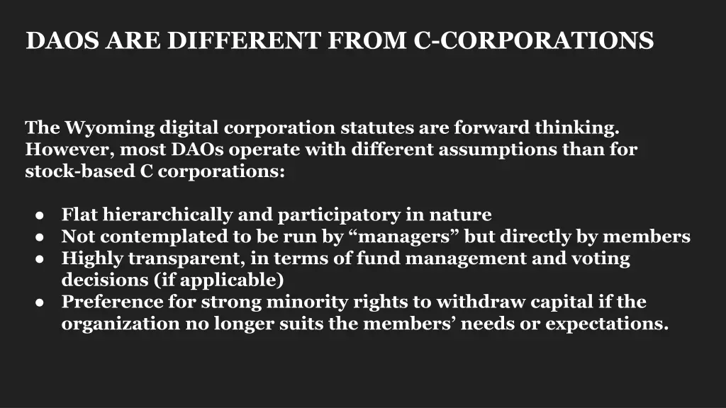 daos are different from c corporations