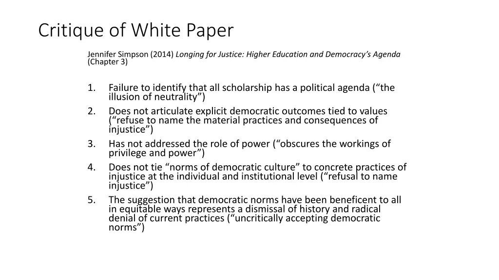 critique of white paper