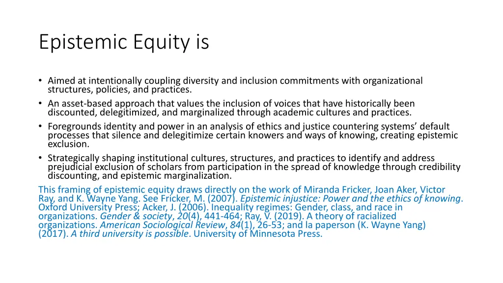 epistemic equity is