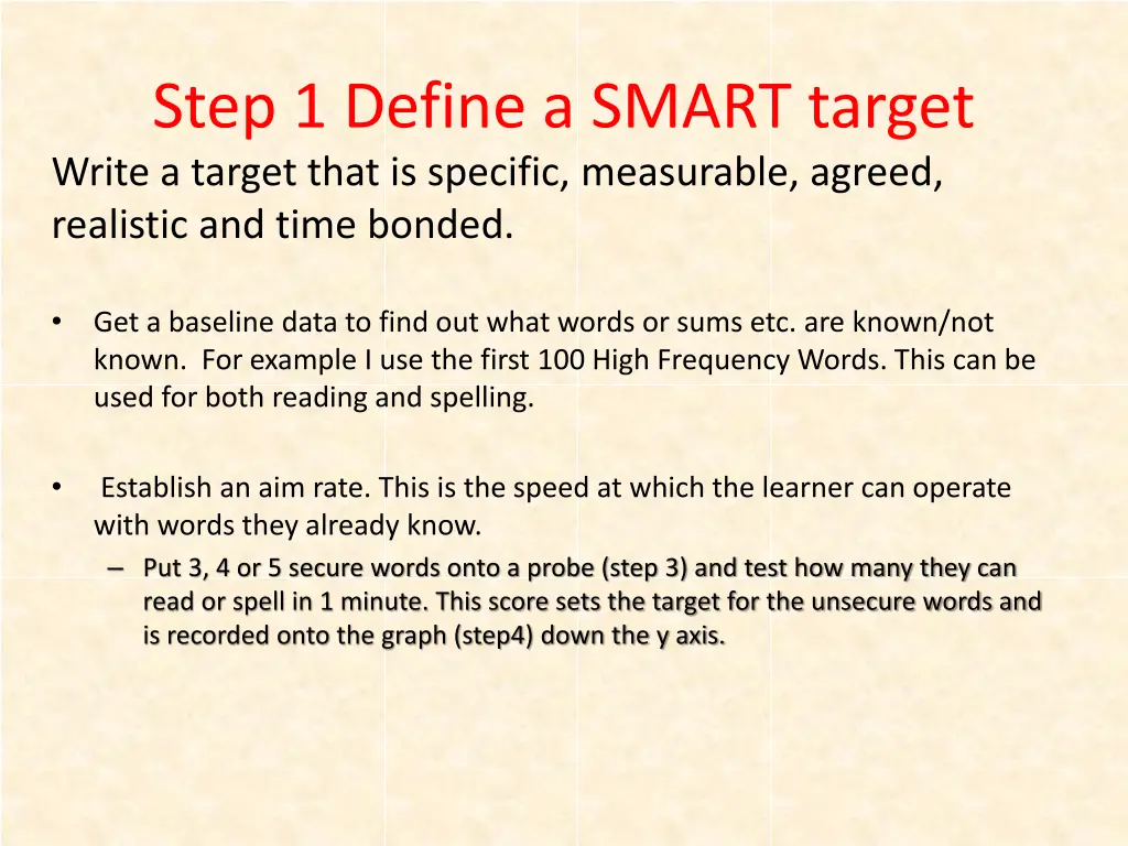 step 1 define a smart target write a target that