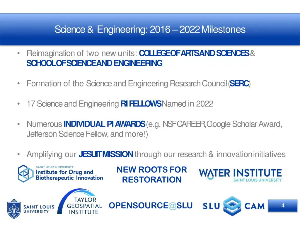 science engineering 2016 2022milestones