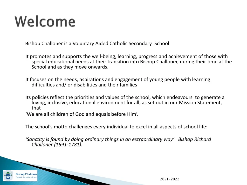 bishop challoner is a voluntary aided catholic