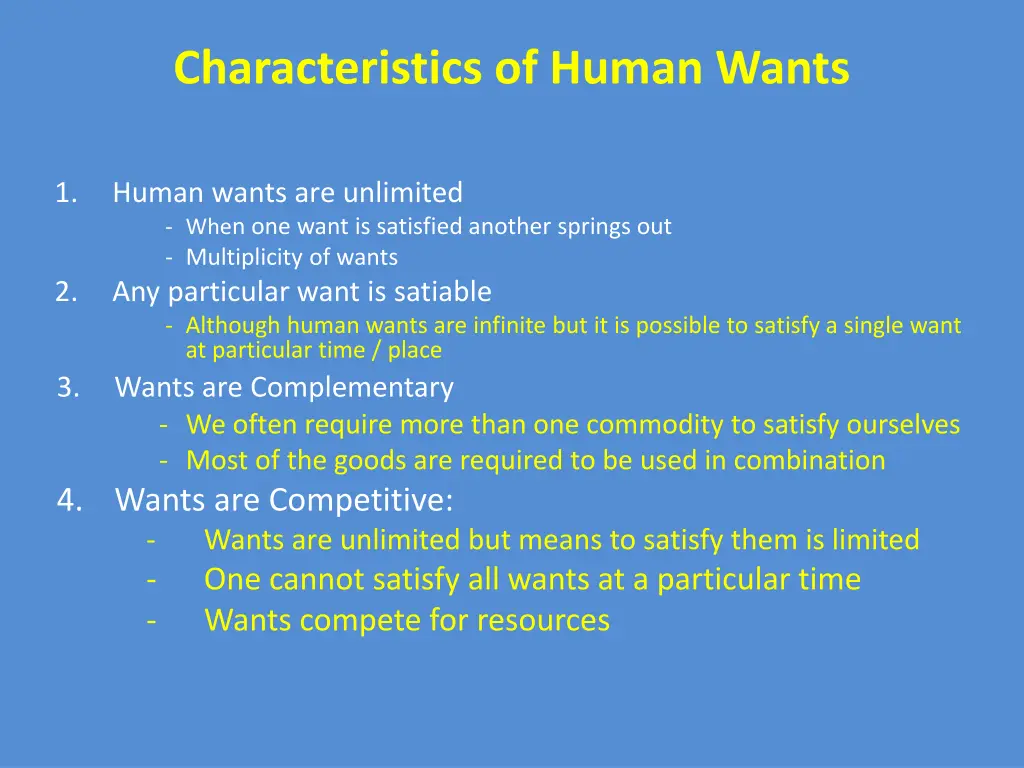 characteristics of human wants