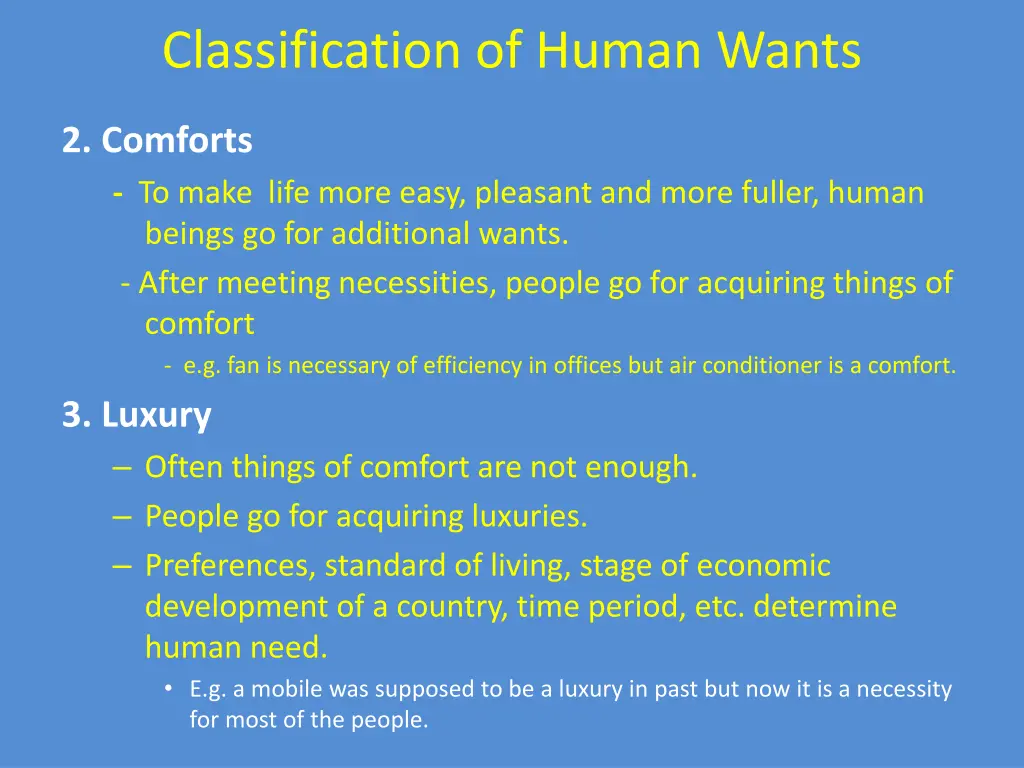 classification of human wants 1