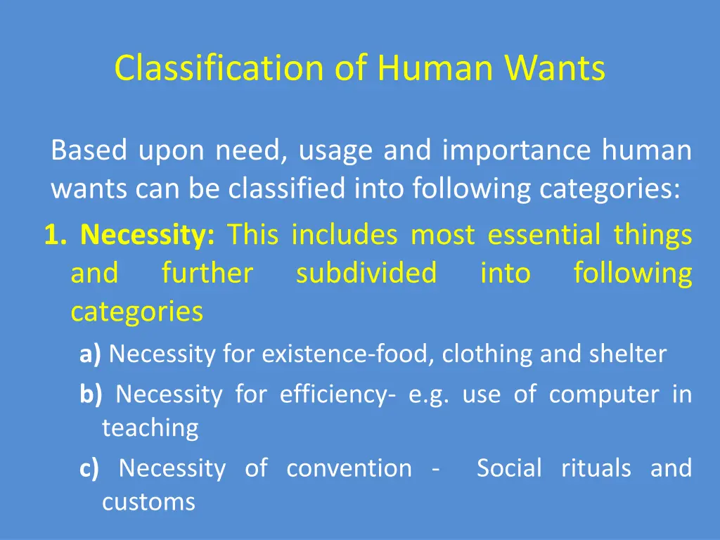 classification of human wants