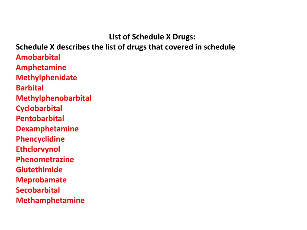 list of schedule x drugs