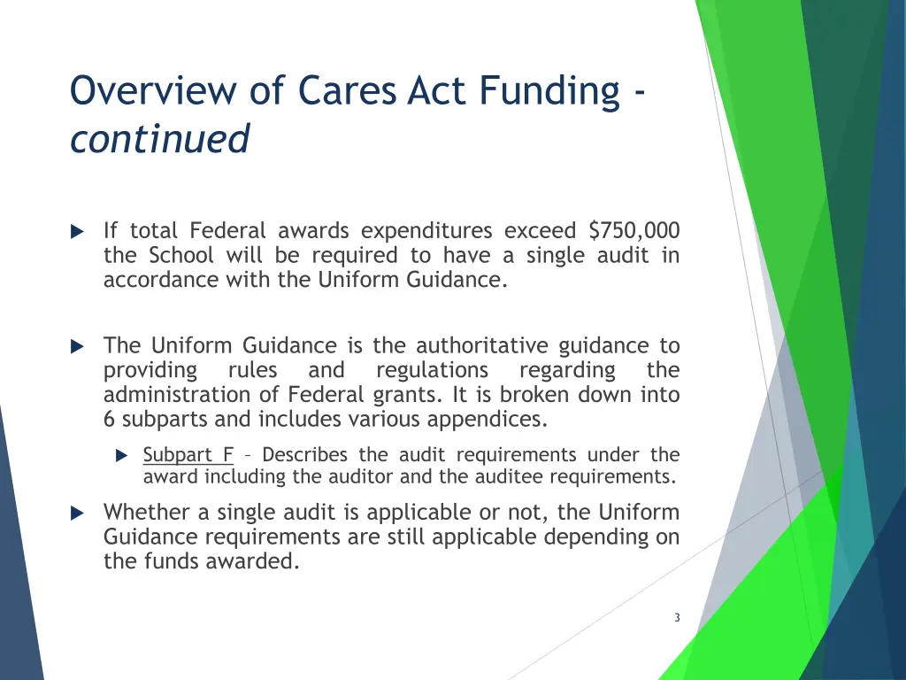 overview of cares act funding continued