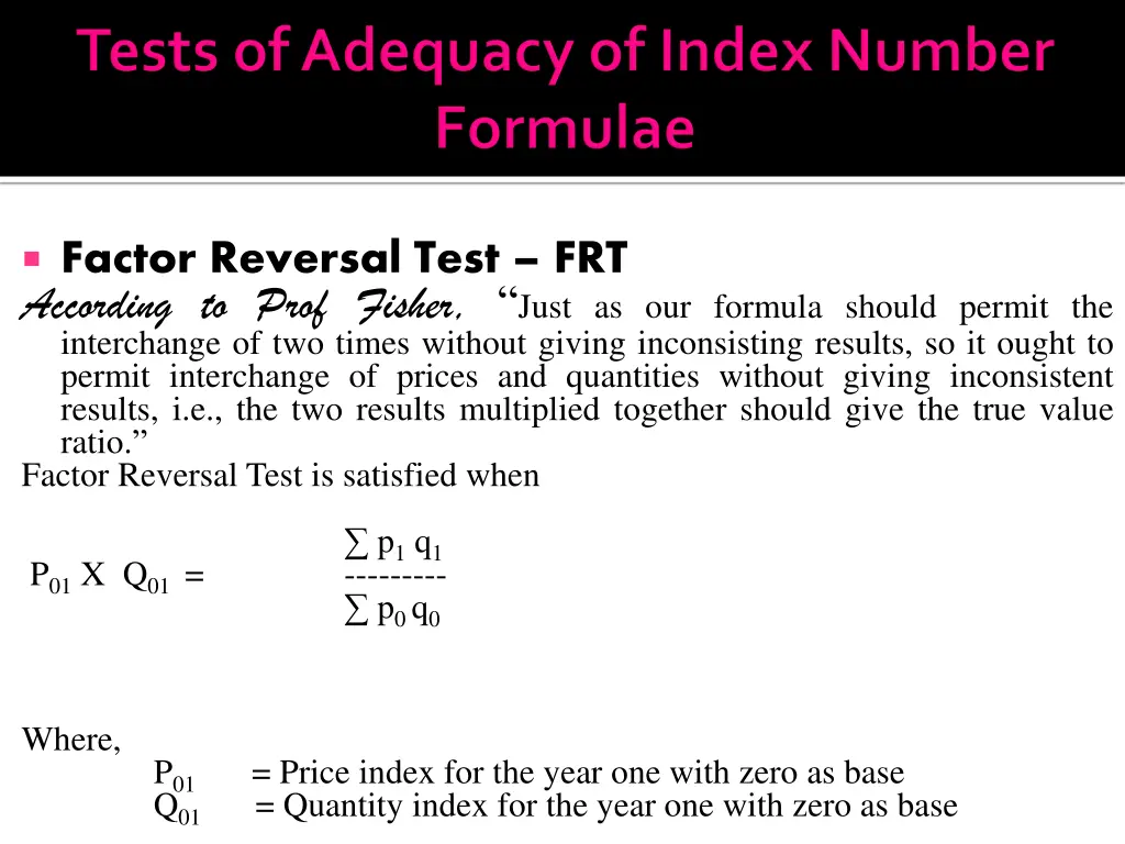 factor reversal test frt according to prof fisher