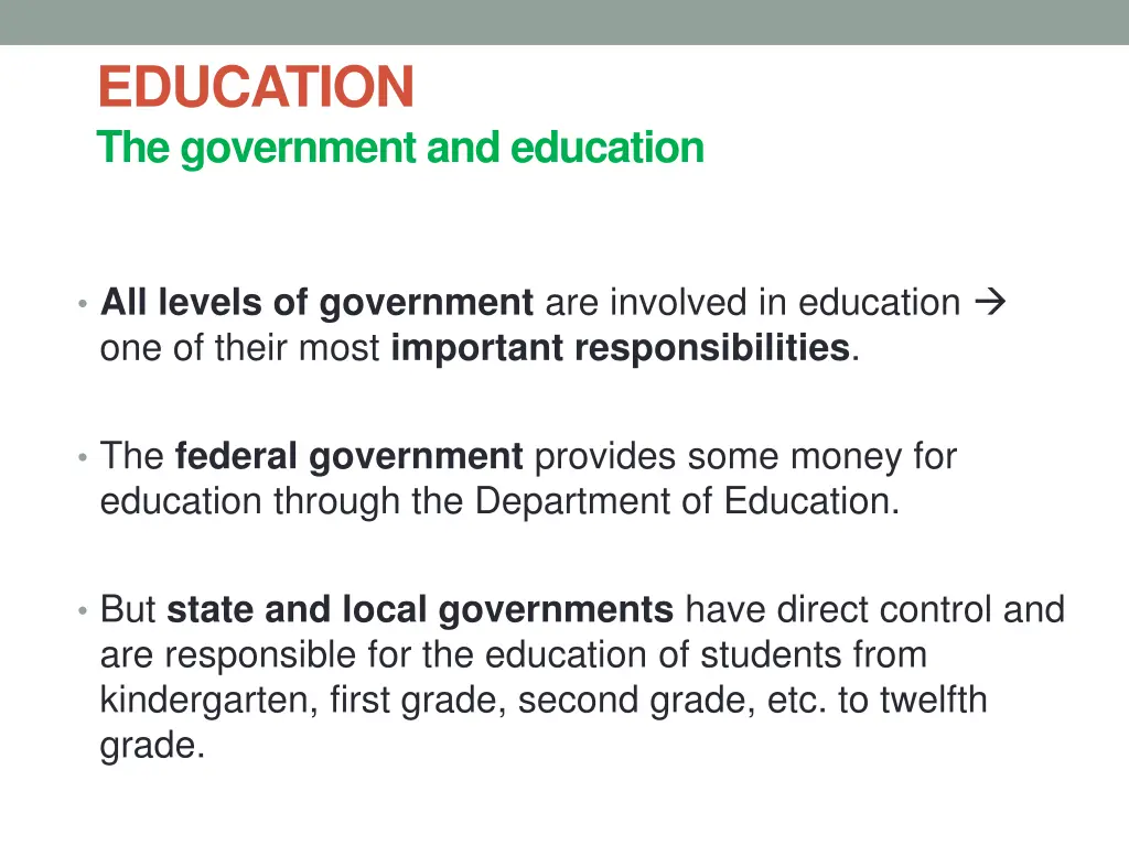 education the government and education