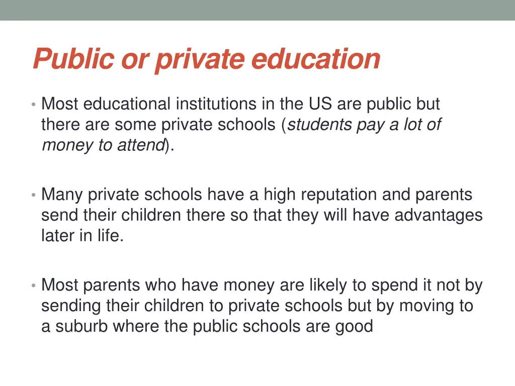 public or private education