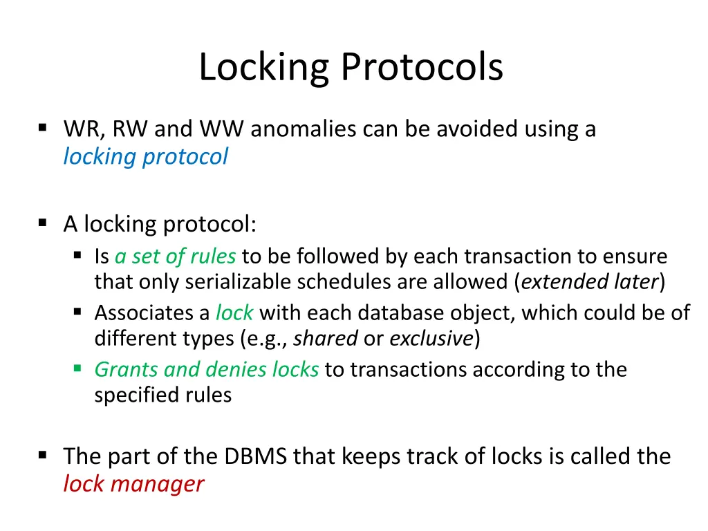 locking protocols