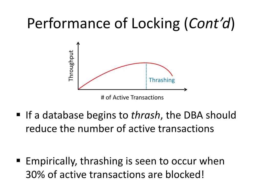 performance of locking cont d