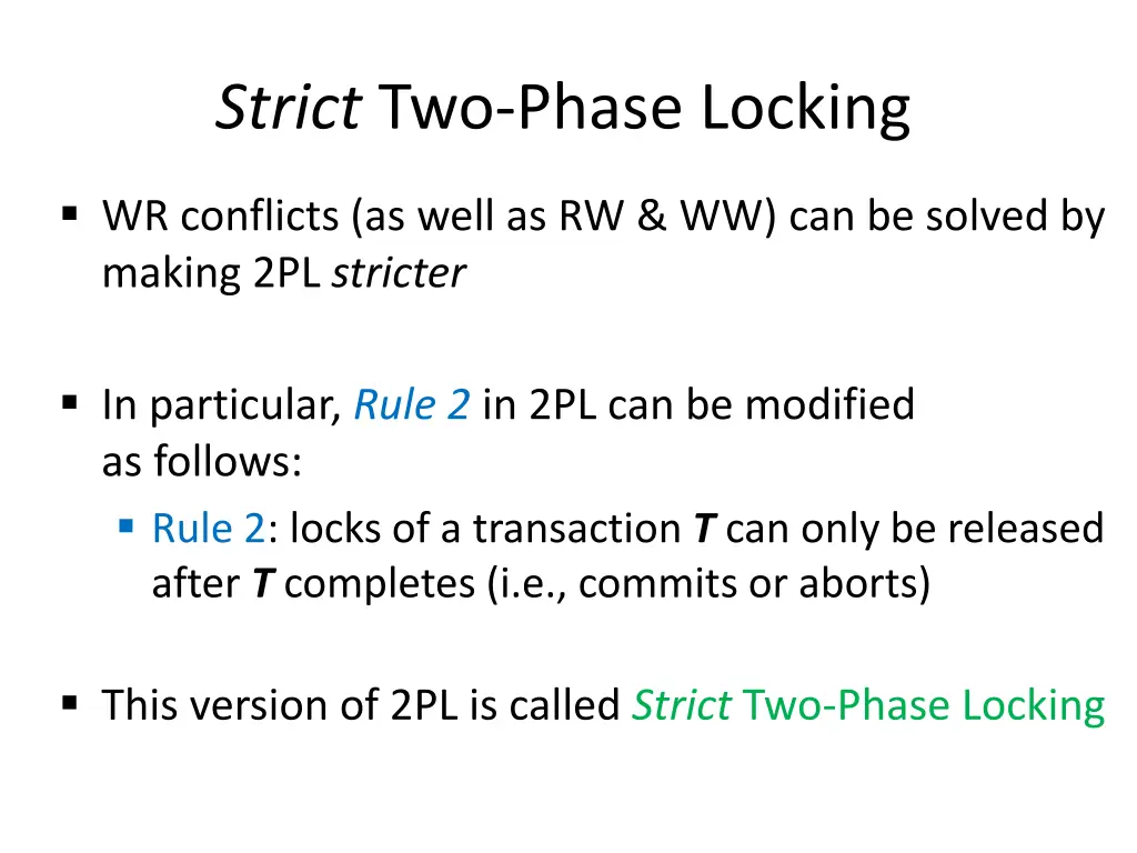 strict two phase locking