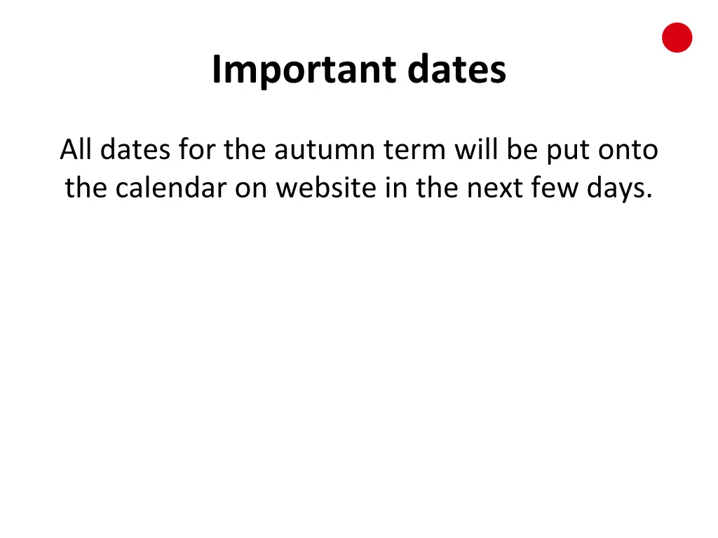 important dates