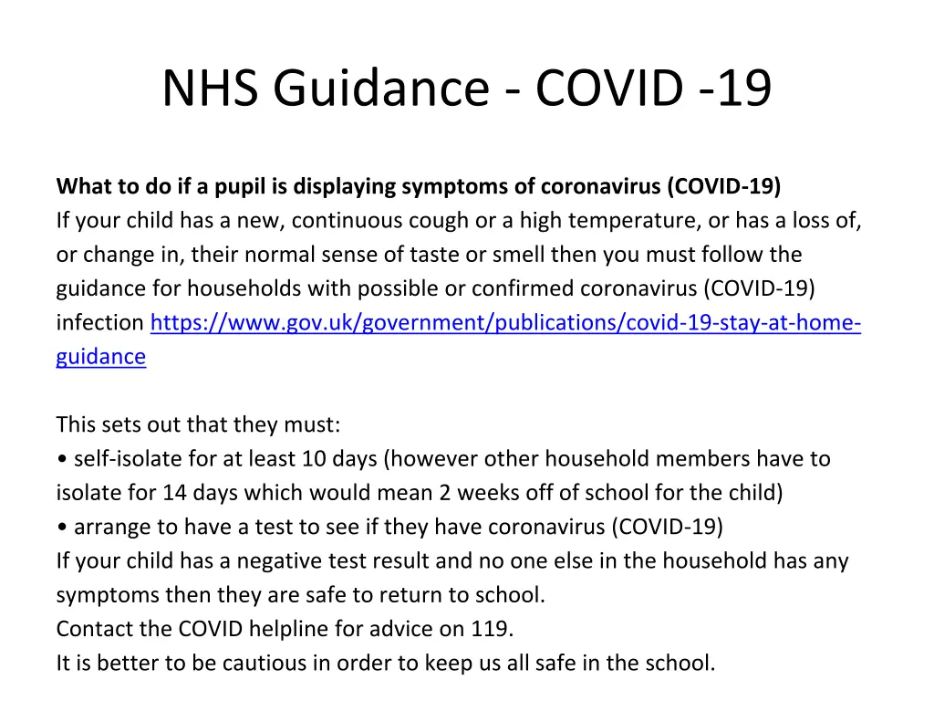 nhs guidance covid 19