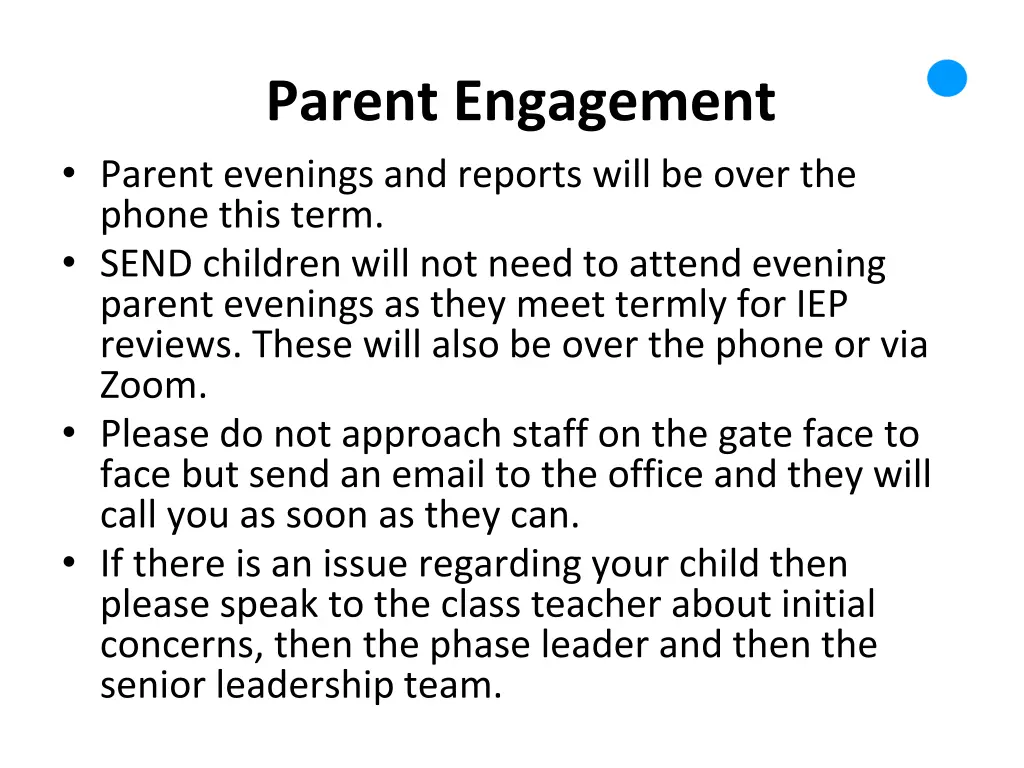 parent engagement parent evenings and reports