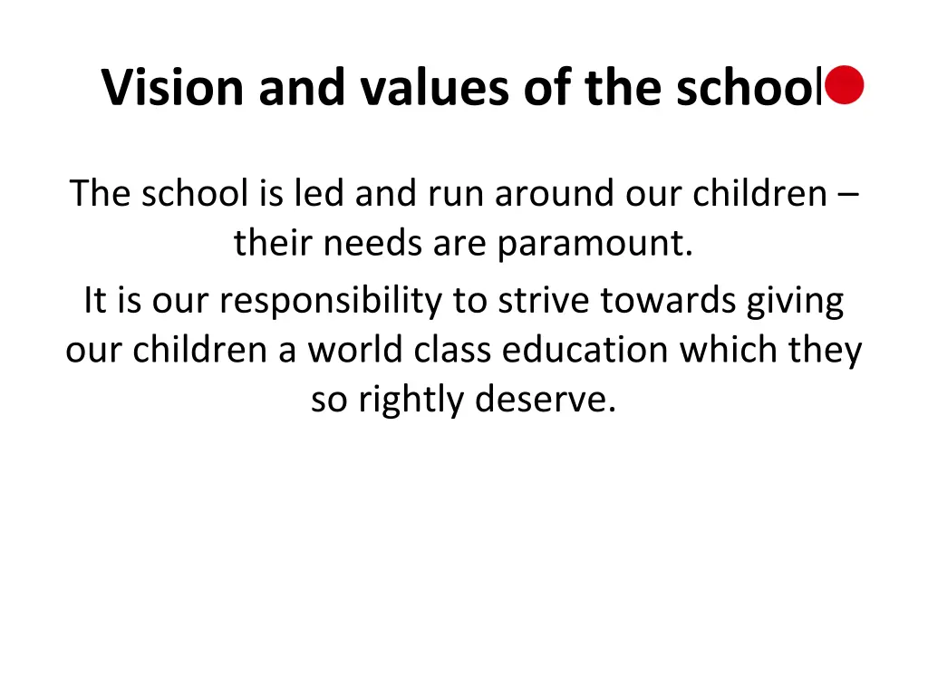 vision and values of the school