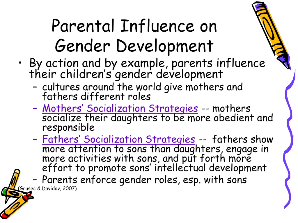 parental influence on gender development