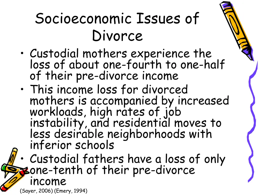 socioeconomic issues of divorce custodial mothers