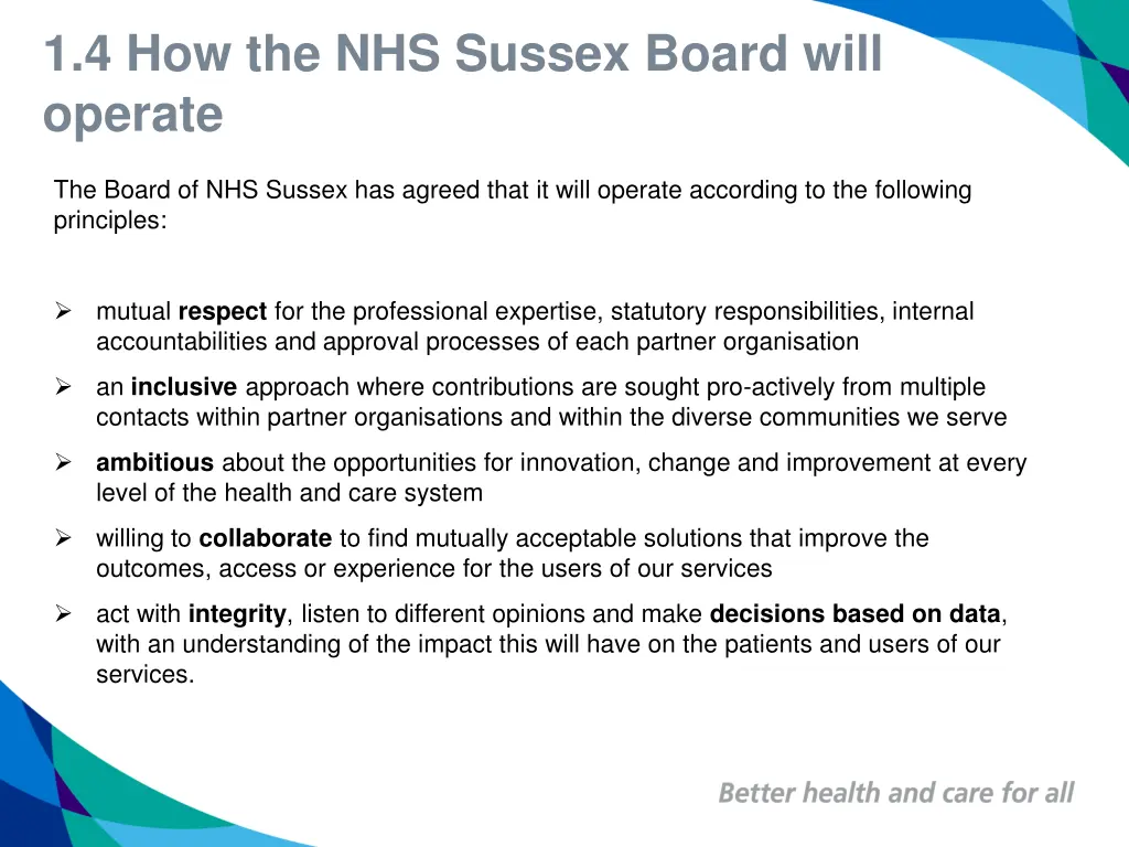 1 4 how the nhs sussex board will operate