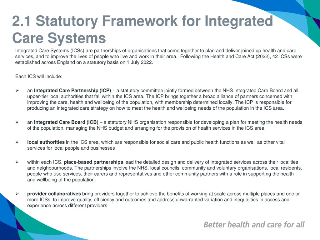 2 1 statutory framework for integrated care