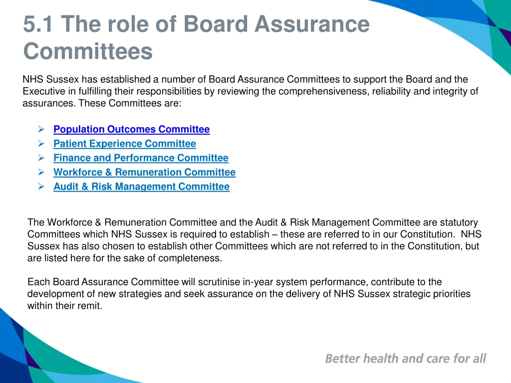 5 1 the role of board assurance committees