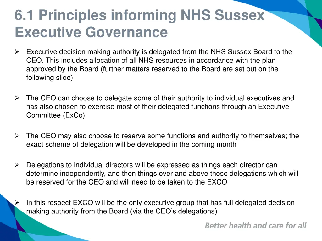 6 1 principles informing nhs sussex executive