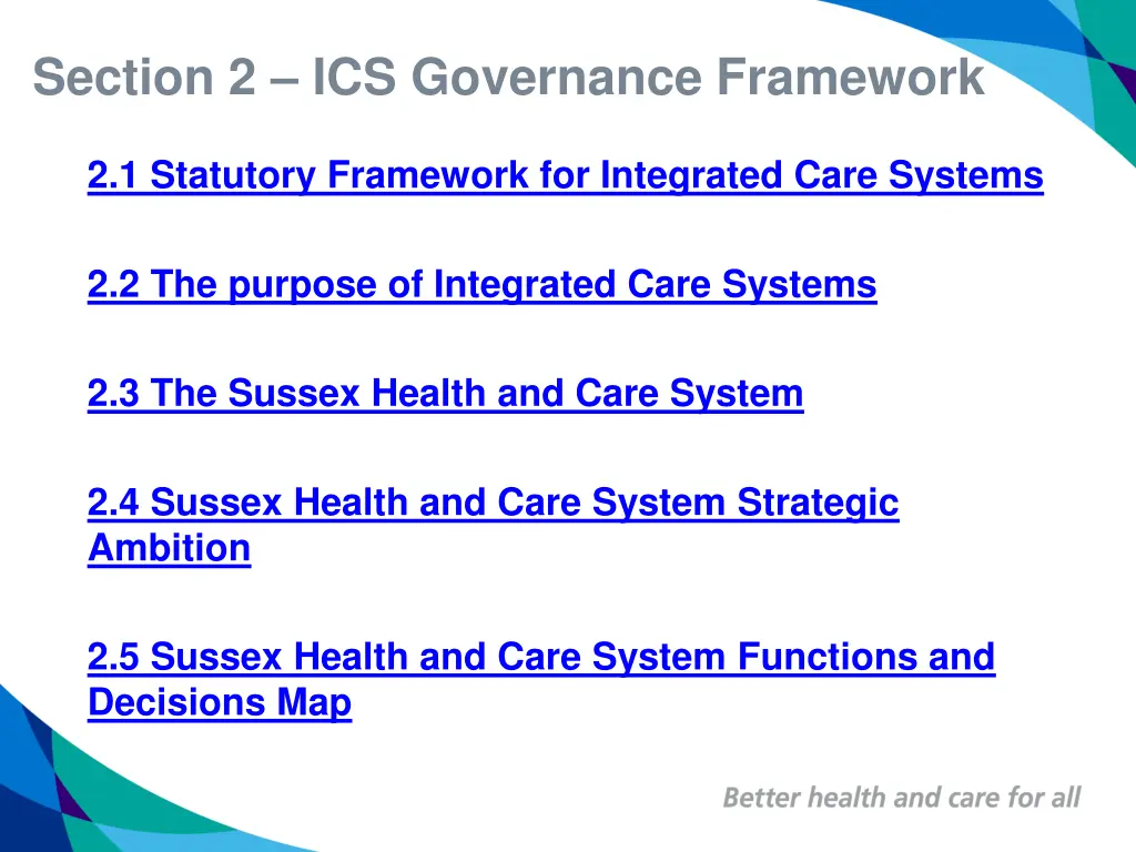 section 2 ics governance framework