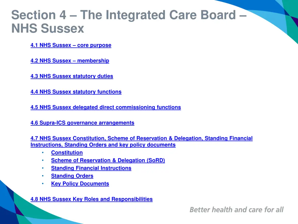 section 4 the integrated care board nhs sussex