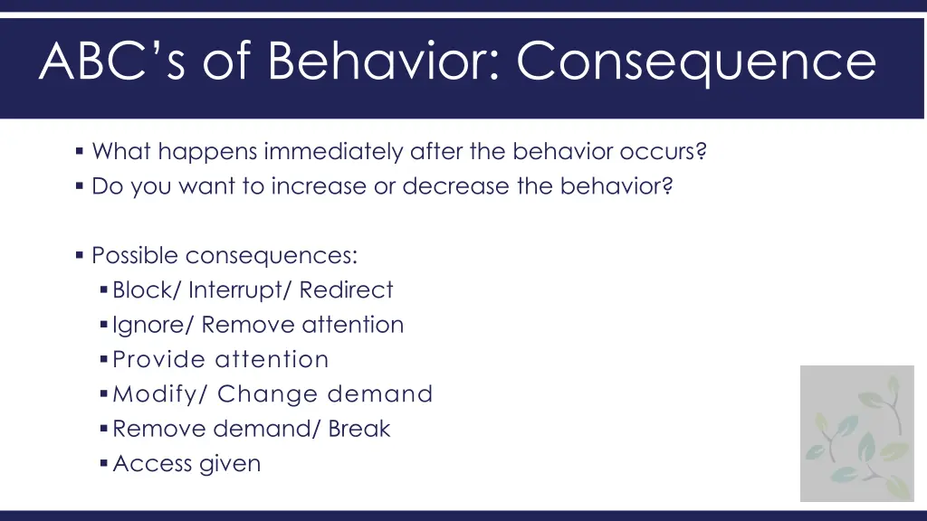 abc s of behavior consequence