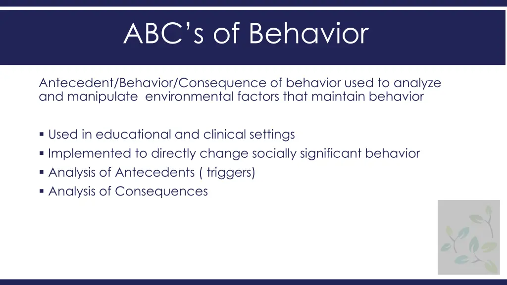 abc s of behavior